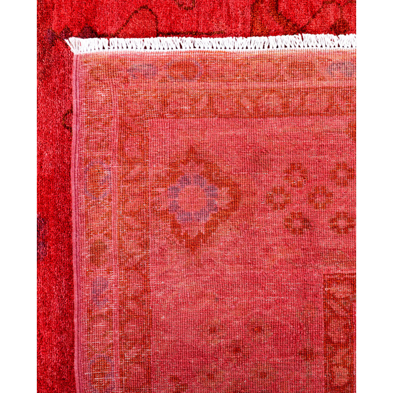 Overdyed Hand-Knotted Wool Modern-Contemporary Pink Area Rug 9' 1" x 11' 10"