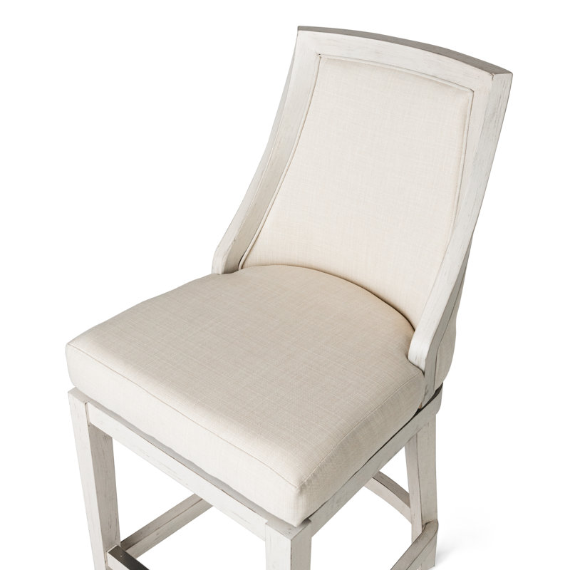 Vienna 26 Inch White Oak Swivel Counter Stool with Natural Upholstery
