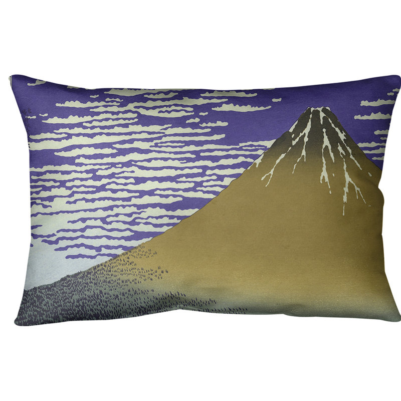 Coussin lombaire à vent clair katsushika hokusai, fine, Doré / bleu, Simili suède