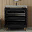 Meuble-lavabo autoportant moderne avec lavabo vasque en céramique et plateau en pierre frittée durable-477132870