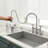 Bridge Kitchen Faucet with Cross Handle, Pull Down Sprayer, 8 Inch 3 Holes Widespread Sink Faucet-63609096