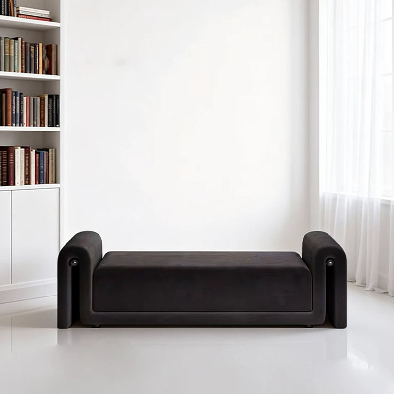 Banc rembourré noir, H 29,53 po x l 55,12 po x P 29,53 po, Noir