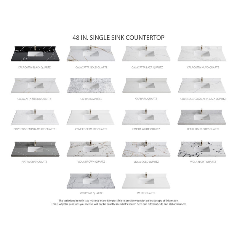 Monnestime 48'' Single Bathroom Vanity with Marble Top
