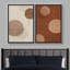 IDÉE4WALL, ensemble d'art mural encadré brun et brun clair, cercles rayés avec éclaboussures de peinture, formes abstraites, illustrations modernes, contemporaines pour salon, chambre à coucher, bureau-71660272-71660271