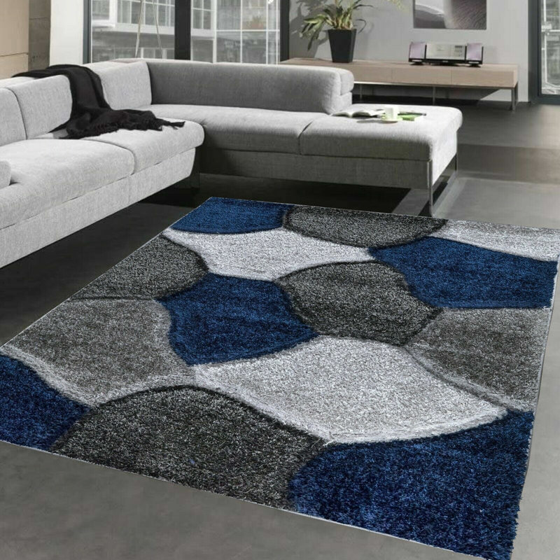 Francie Geometric Shag Area Rug, Rectangle 120 x 170cm
