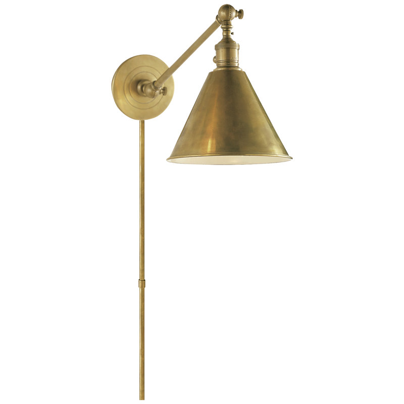 Chapman & Myers Boston Functional Single Arm Library Light, Hand-Rubbed Antique Brass