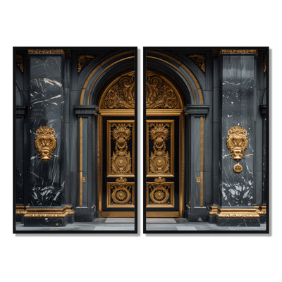 Gold Banks Gilded Doors II - Large Banks, reproduction d'art sur toile 2 pièces