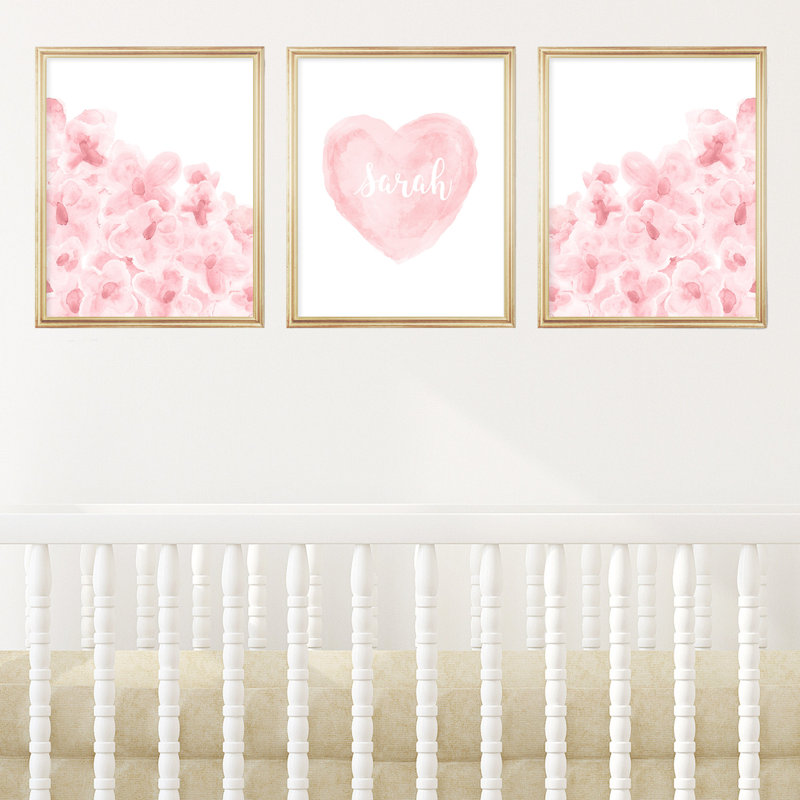 Fleurs de marguerite et nom - impressions sur papier sans cadre, H 10 po x l 8 po x P 0,06 po, Rosé