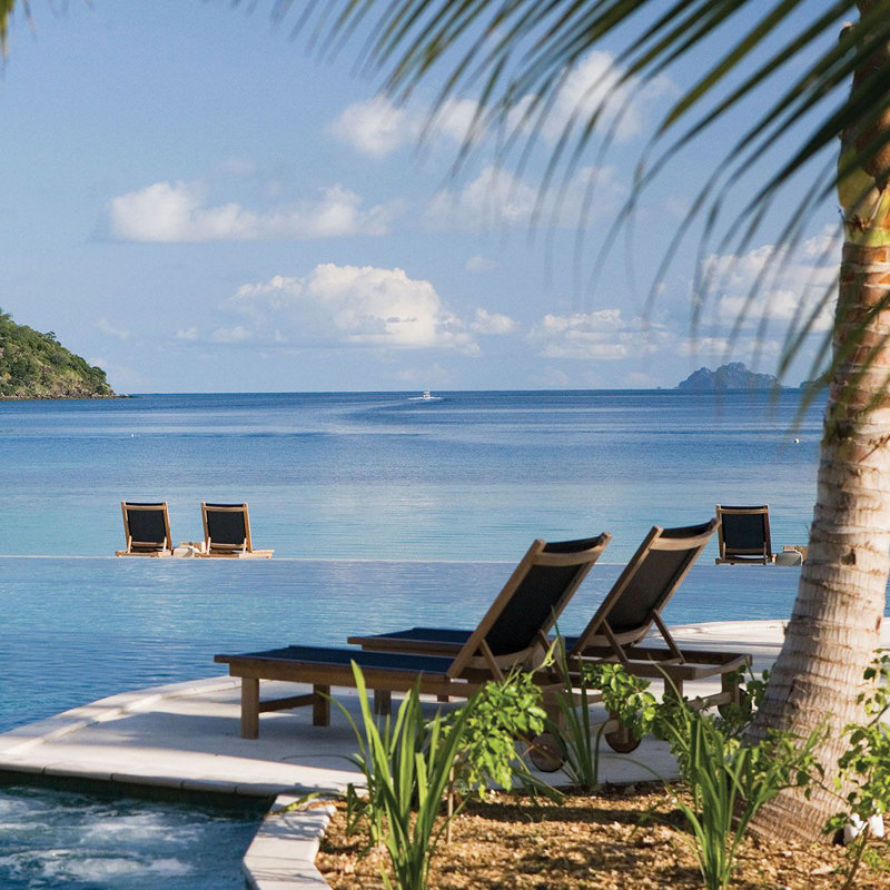St. Tropez Outdoor Teak Chaise Lounge, Blue