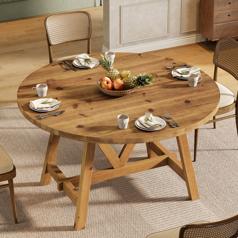 47-inch Solid Wood Round Dining Table, Seats 4-6