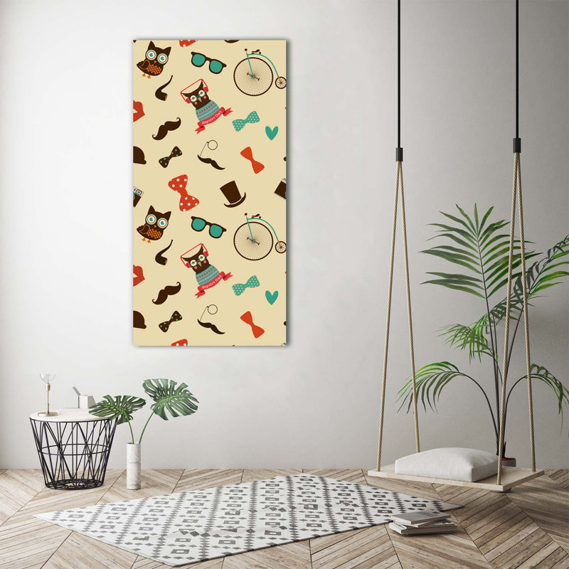 Owl Bike Glasses - Wrapped Canvas Print