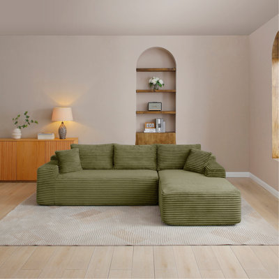 Canapé modulaire 105 po, canapé modulaire Cloud avec assise profonde, canapé modulaire moderne en L avec méridienne, fauteuils rembourrés pour salon, sans assemblage, (VERT)