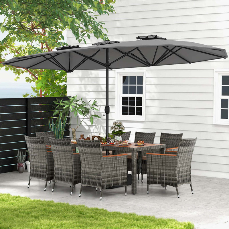 10 double layer patio umbrella 10x10 ft Aluminum Top Cantilever it ensures sturdiness and longevity Double-Sided Rectangular Patio Umbrella |