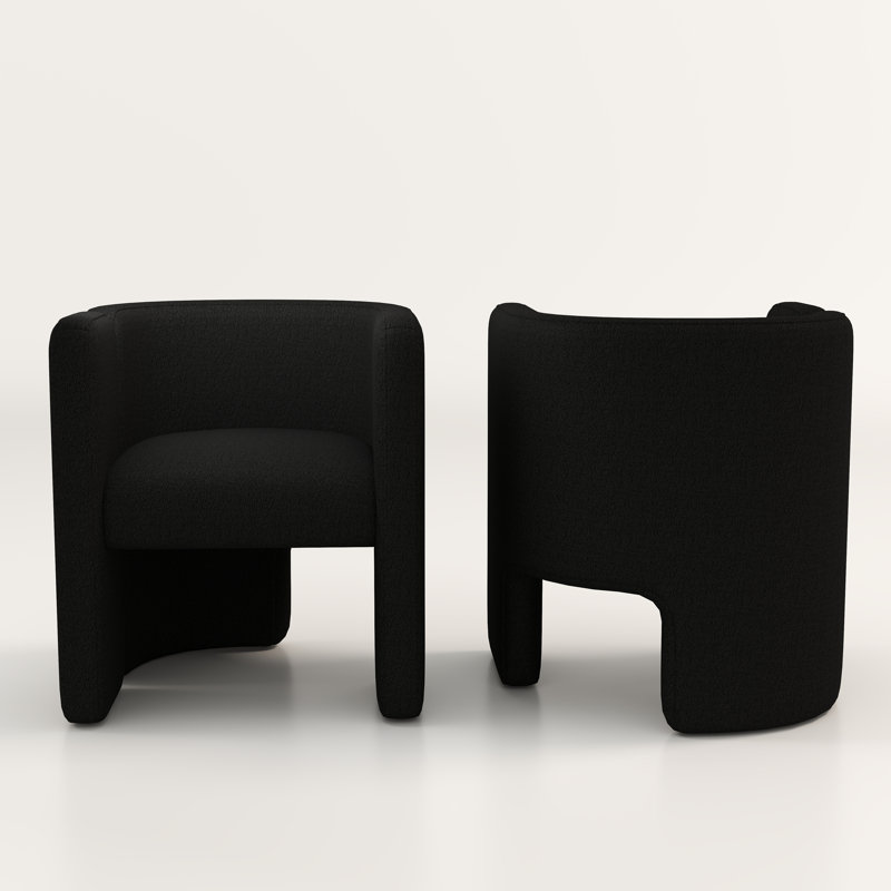Jaimyn Upholstered Barrel Chair, Black Teddy
