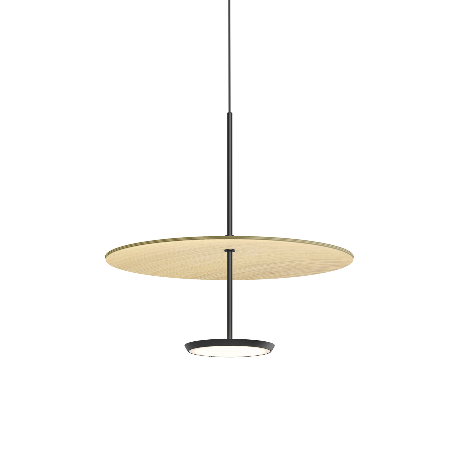 Sky Dome 1 - Light LED Pendant, 17.5" H x 17.5" W x 17.5" D, White Oak, Matte Black