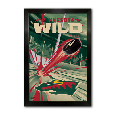 NHL MINNESOTA WILD PUCK BLast 14 po x 20 po, impression encadrée