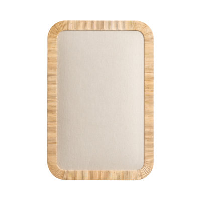 Tableau rectangulaire arrondi avec cadre en rotin pour utilisation comme tableau de vision