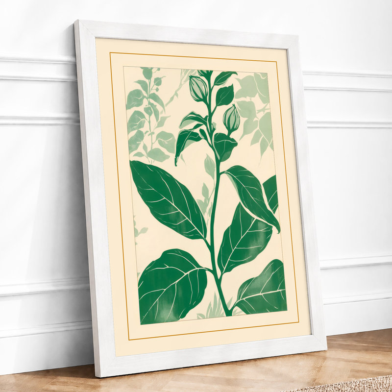 Study In Green Botanical - Print, A2 - 59.4 x 42.0 cm, White