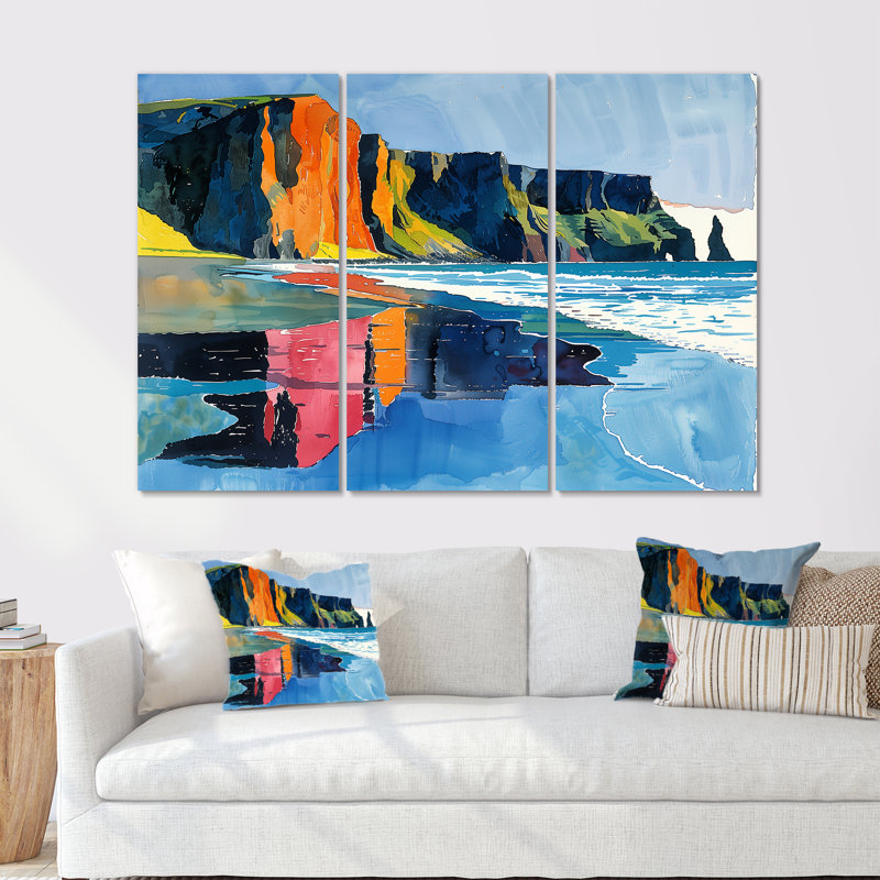 Ensemble de salon d'art mural Satterfield, H 28 po x l 12 po x P 1 po, Toile tendue