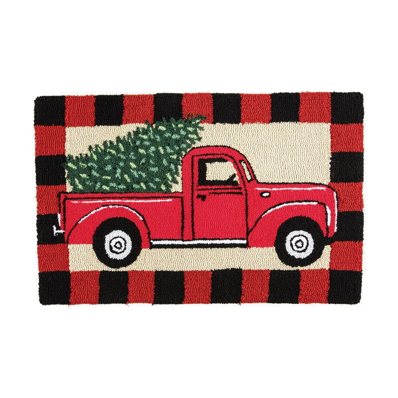 Tapis en boucle/rouge/vert crocheté écossais Boston