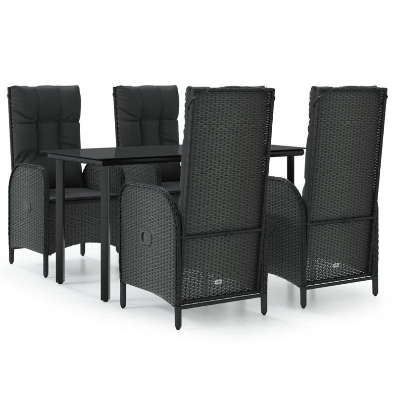 Ensemble repas extérieur pour 4 personnes Cadejah Square, Noir, Noir