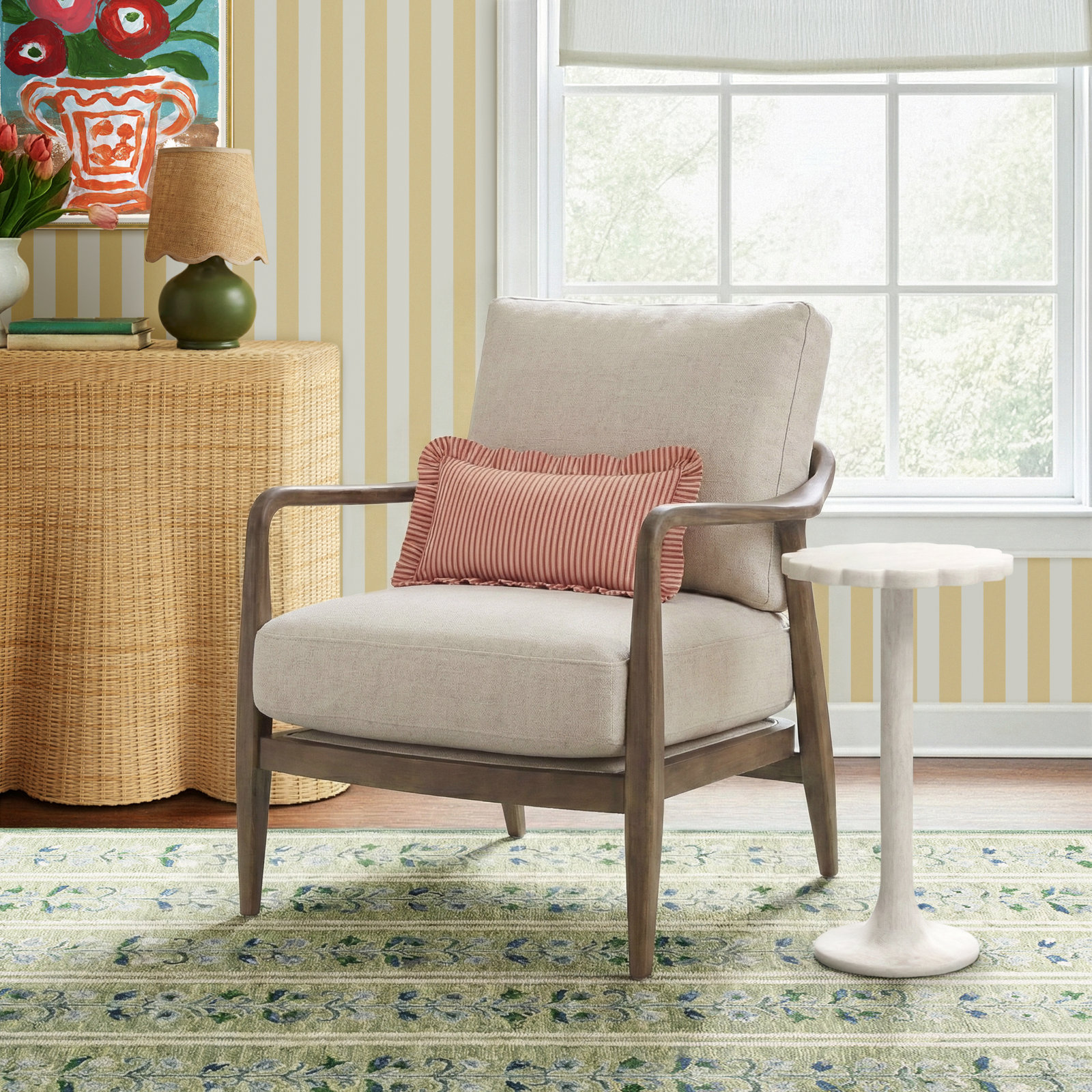Sefarina Armchair, Natural Beige Linen Blend