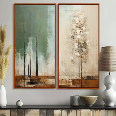 Green Beige Wild Essence Collage II - Green Wall Art 2-Pieces