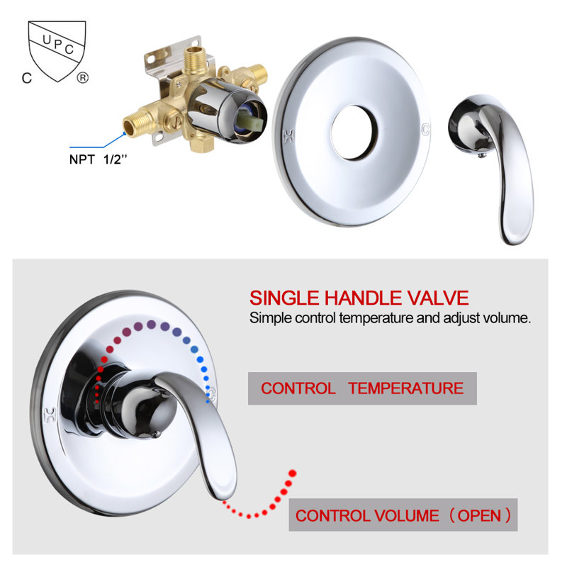 All-In-One Kit with Rough in-Valve, Chrome