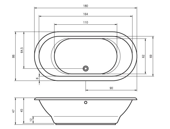 x Insert Standard Acrylic Bathtub