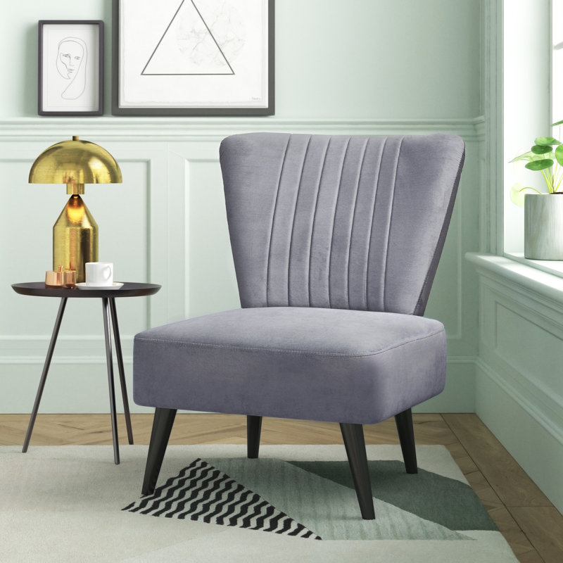 Collin Upholstered Slipper Chair, Danish Grey Velvet