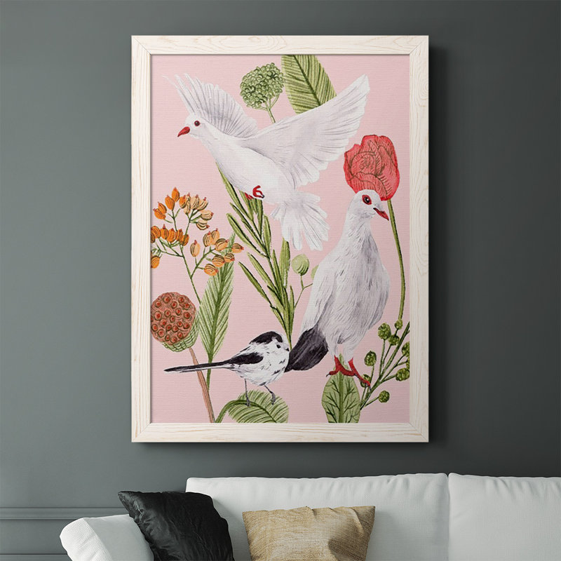 Oiseaux en mouvement I, Blanc, H 37,5 po x l 27,5 po x P 1 po