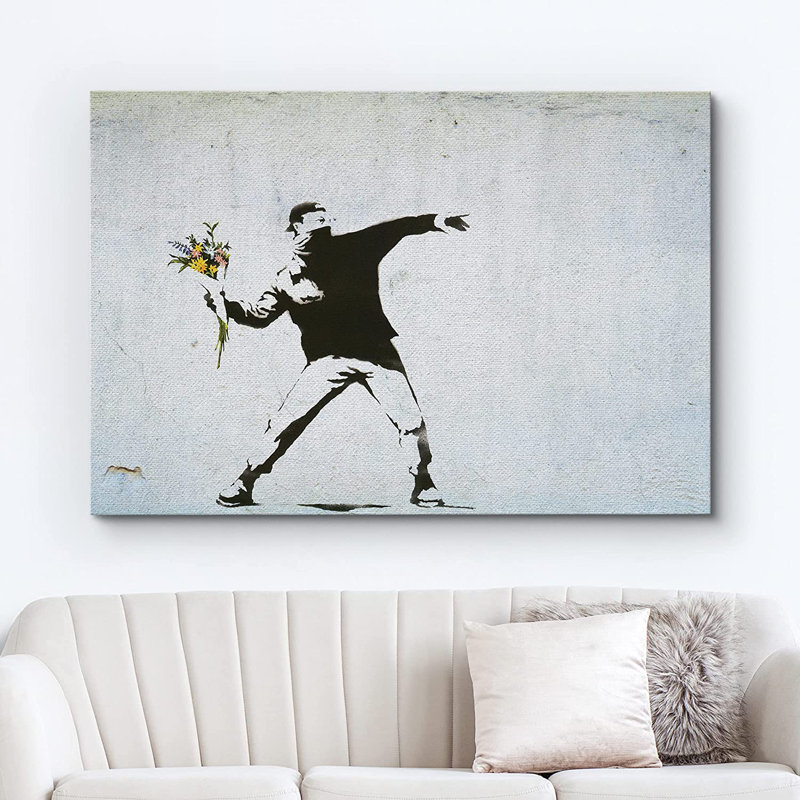 Pop Urban Street " Rage The Flower Thrower ", 16" H x 24" W x 1.5" D