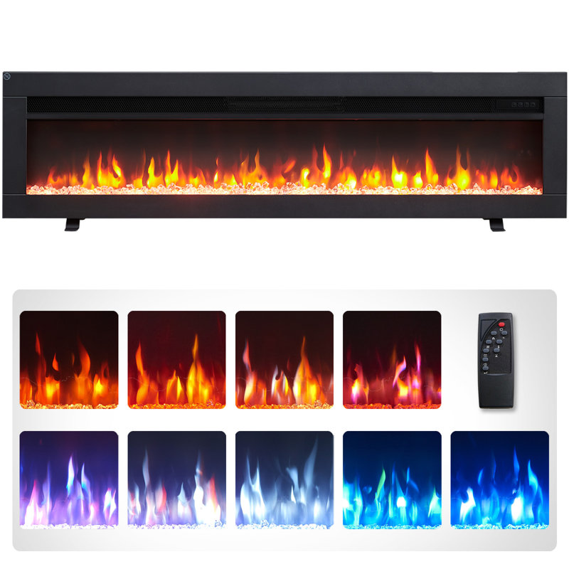 FLAMEKO Dilton 3-in-1 Electric Fireplace with Logs & Crystals, 9 Colour Flame Effect, Media Wall Compatible, 1.8kW Heater