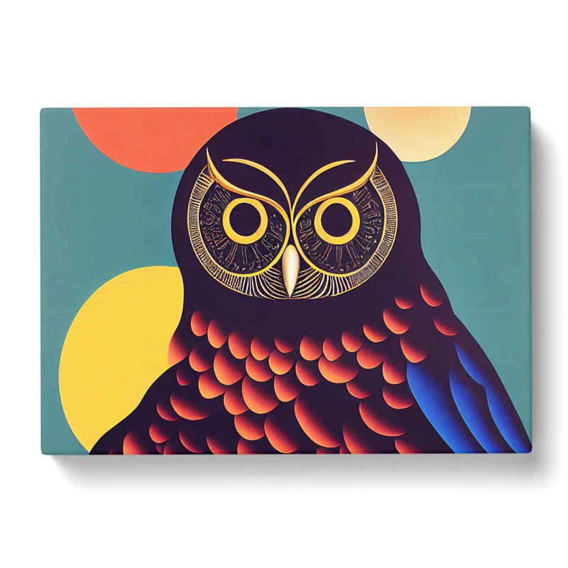 Owl Art Retro Vol.4 Abstract - Wrapped Canvas Print, 40cm H x 60cm W x 3cm D