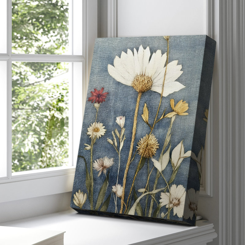 Toile tendue avec motif floral Cxxvi, H 18 po x l 12 po