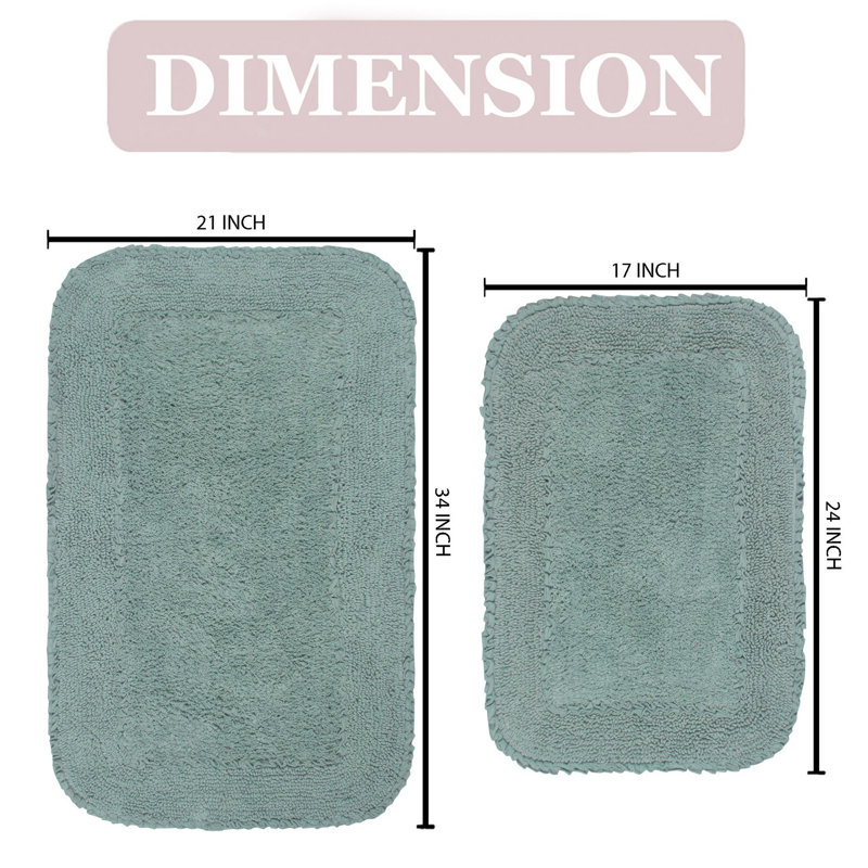 Aceyon Plush Cotton Bath Rugs (Set of 2), Blue