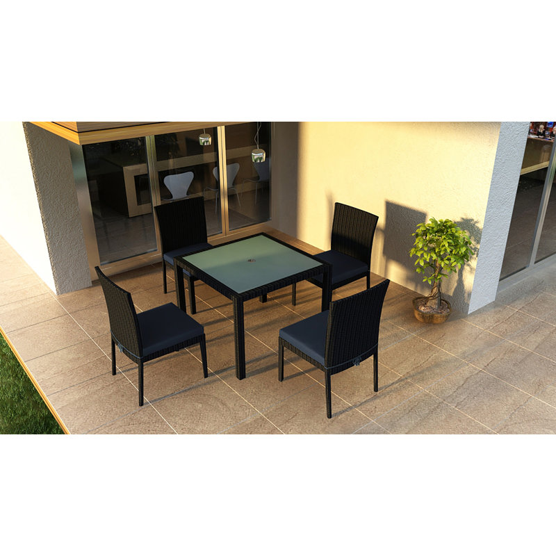 Urbana Outdoor 9 - Piece Dining Set with Cushions, Canvas Natural Sunbrella® Canvas, Canvas Natural Sunbrella® Canvas