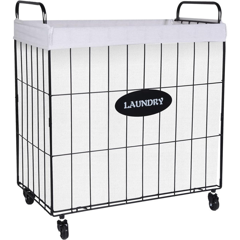 Metal Rolling Laundry Hamper with Handles