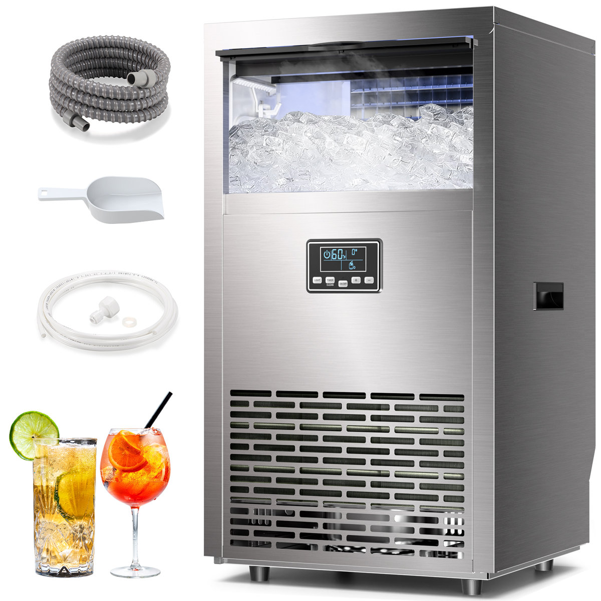 Electactic 144Lbs/24H Ice Maker - 28.66Lbs Storage, 1.3L Tank, Auto Water Refill | Fridge.com