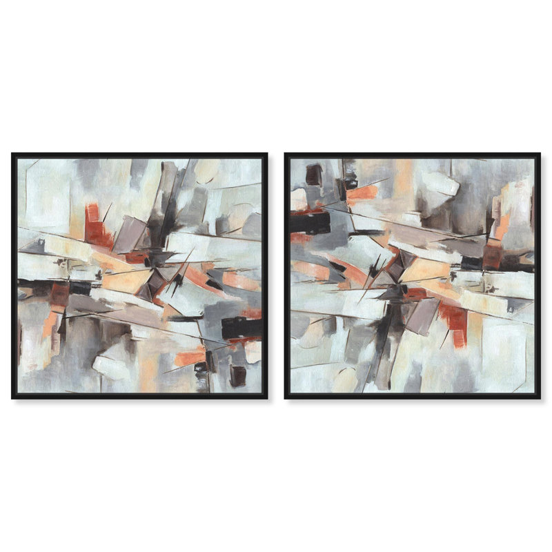 Out of Time Set Canvas Modern Boho by Art Remedy, Black Floater Framed, 40" H x 40" W