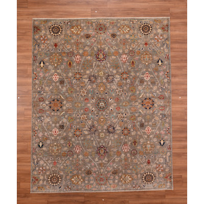 Original Hand Knotted Gulluce Pattern Gray Wool and Cotton Rug