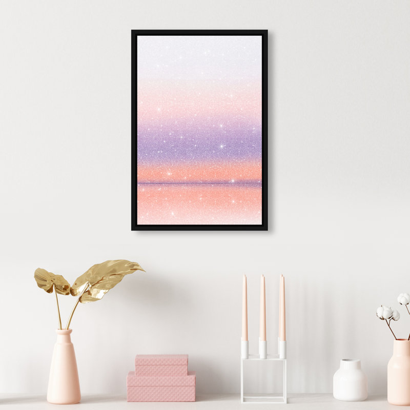 Peach Coastline Print by Oliver Gal, 16"H x 11"W, Black Floater Frame