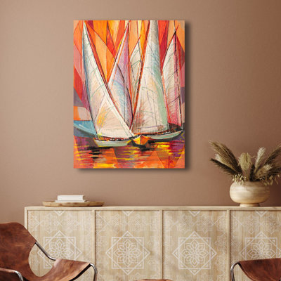 Sails At Dawn by Luigi Florio - Wrapped Canvas Painting