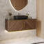 Meuble-lavabo flottant 47,2 po avec lavabo, meuble-lavabo moderne en pierre frittée noire, grande armoire et poignée dorée