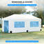 Auvent escamotable 10 pi x 19,5 pi - parois latérales incluses, hauteur réglable pour différentes occasions, tente de jardin et de patio, portes doubles, transporteur sur roues, protection UV30 +, fonctionnalité blanche, facile à utiliser
