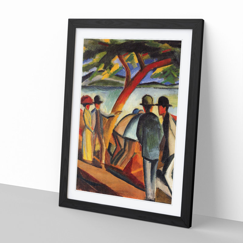 Promenade by the Lake by August Macke - Picture Frame Painting, 65cm H x 48cm W x 2cm D, Black Framed
