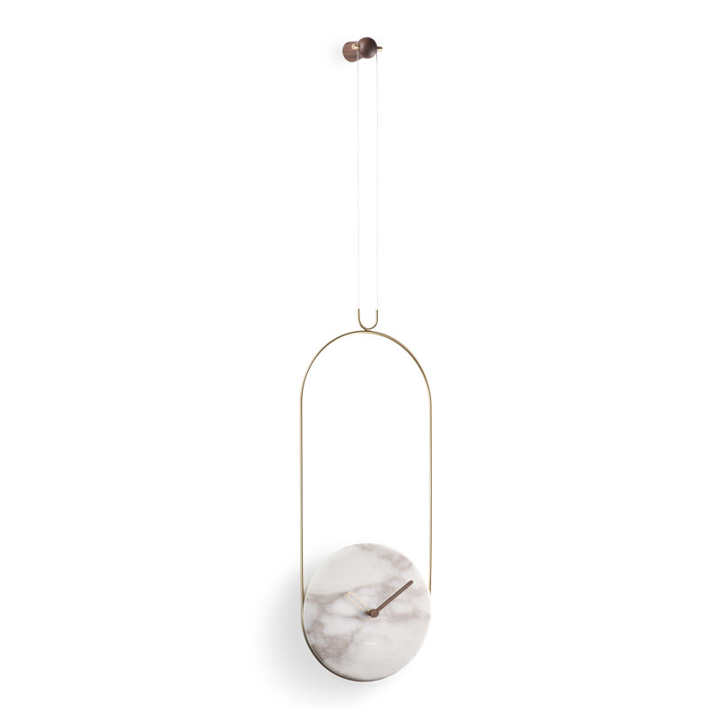 Colgante Marble Analog Wall Clock, Calacatta Gold/Brass
