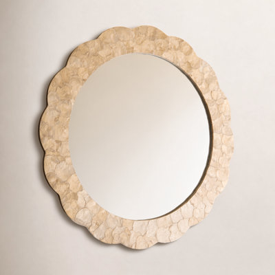 ROUND FRAMED CAPIZ SHELL MIRROR #1