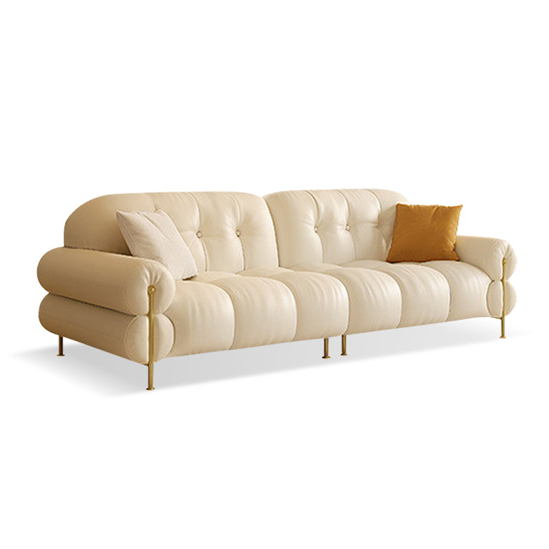 Coussin beige modulaire en similicuir