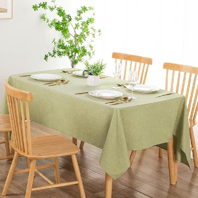 1 Piece Rectangle Faux Linen Table Cloth - Washable Wrinkle Free Stain Resistant Tablecloth Decorative Farmhouse Oblong Table Cover for Kitchen Dining, Party, Wedding, Picnic